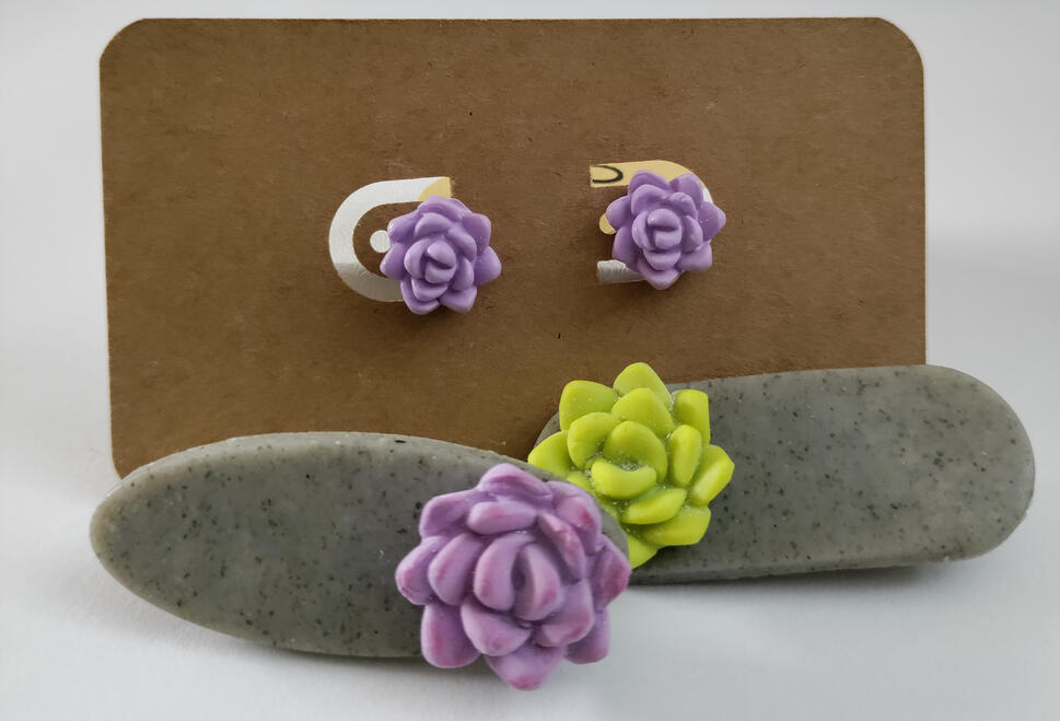 Succulent Earrings/Hair Clip